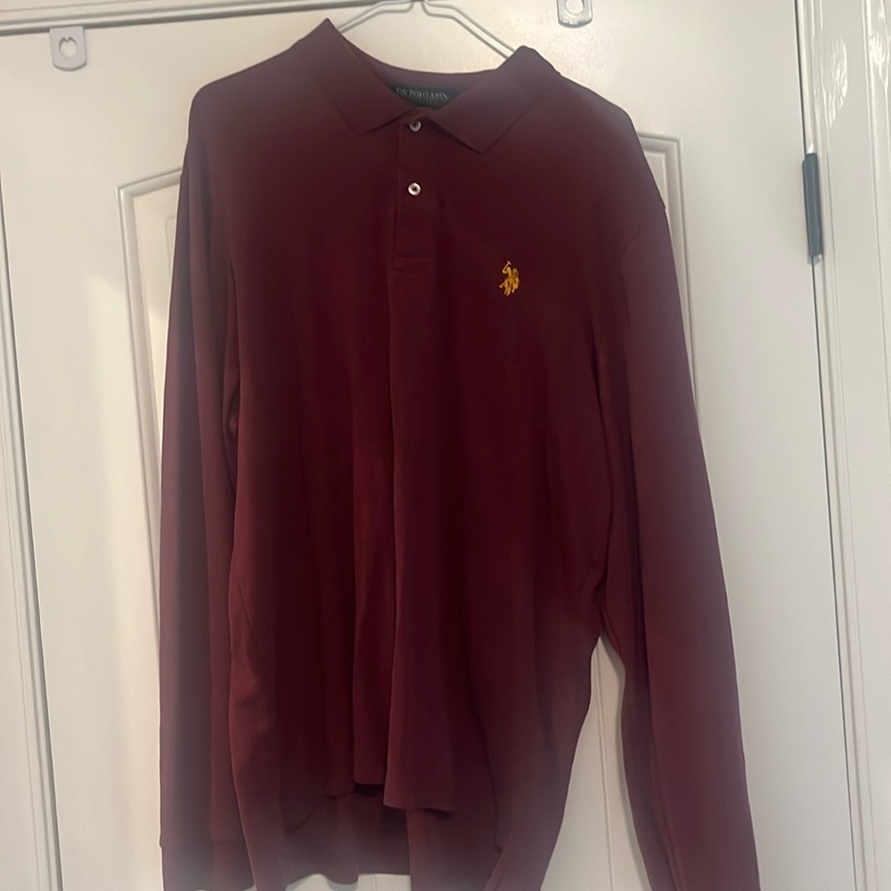 Maroon long sleeve US Polo Association shirt. Size L